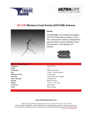 AV 2125 Miniature "Coat-Pocket" SATCOM Antenna