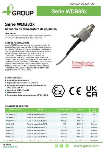 WDB83x Sensores de temperatura de cojinetes