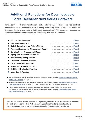 Additional Downloadable Chargeable Functions for Force Recorder Next Series