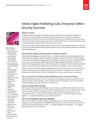 Adobe Digital Publishing Suite, Enterprise Edition  Security Overview