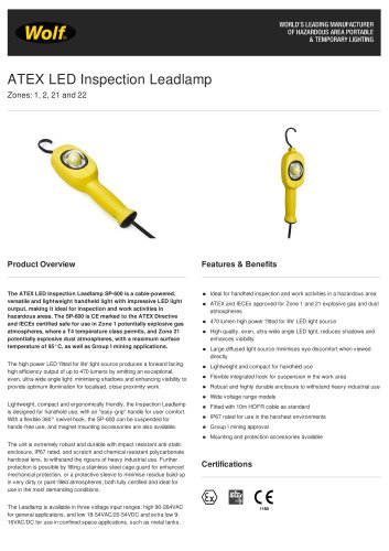 ATEX LED Inspection Leadlamp SP-600