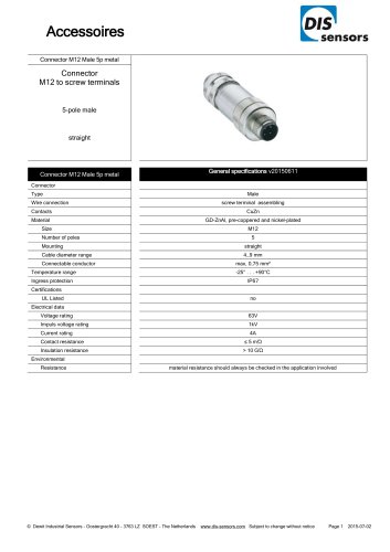 Male, 5-pole, metal