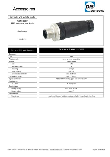 Male, 5-pole, plastic