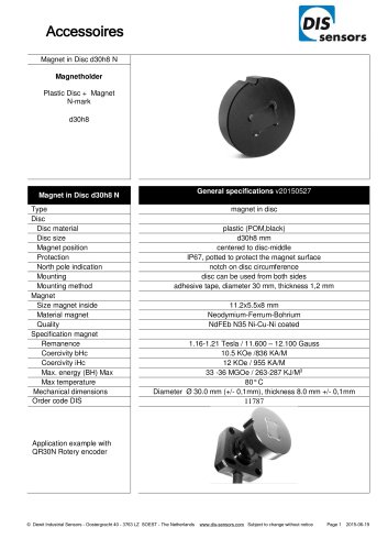 Plastic disc - 30 x 8 mm