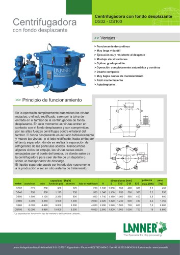 centrifugadora con fondo desplazante