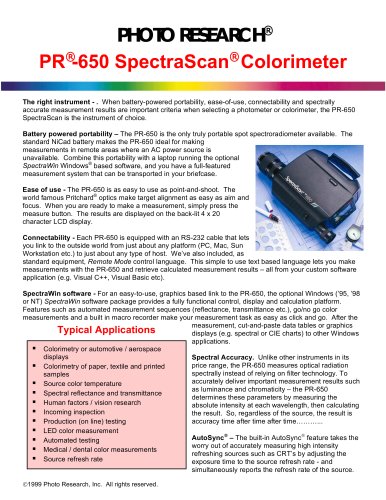 PR-650 Spectrascan Colorimete