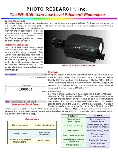 The PR -81 OL Ultra Low-Level Pritchard" Photometer