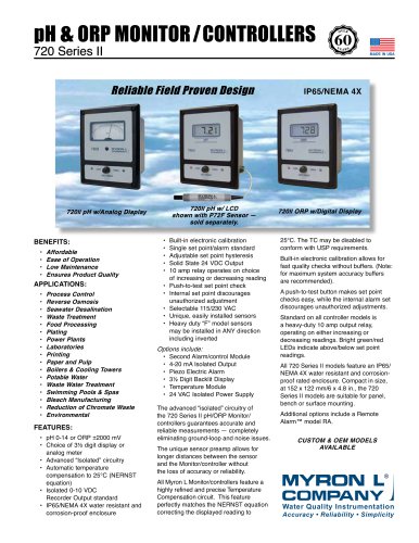 720 Series II: pH/ORP Monitor/Controllers