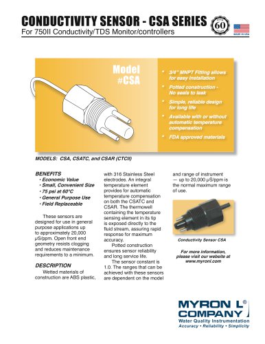 CONDUCTIVITY SENSOR - CSA SERIES