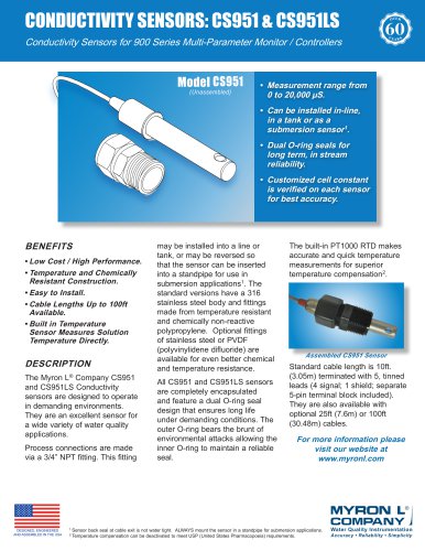 CONDUCTIVITY SENSORS: CS951 & CS951LS