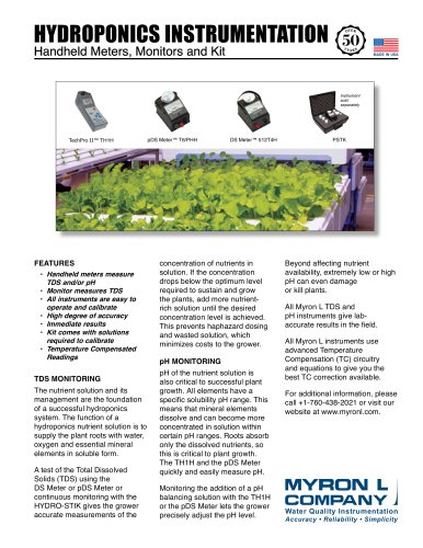 HYDROPONICS INSTRUMENTATION Handheld Meters, Monitors and Kit