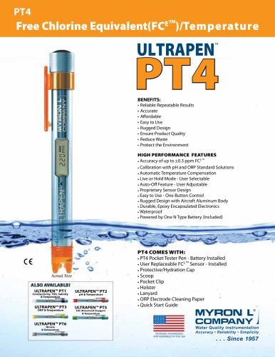 ULTRAPEN&trade; PT4 Free Chlorine Equivalent (FCᴱ &trade;) & Temperature Pen