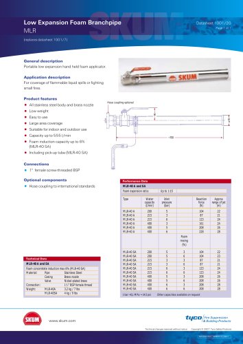 Low Expansion Foam Branchpipe