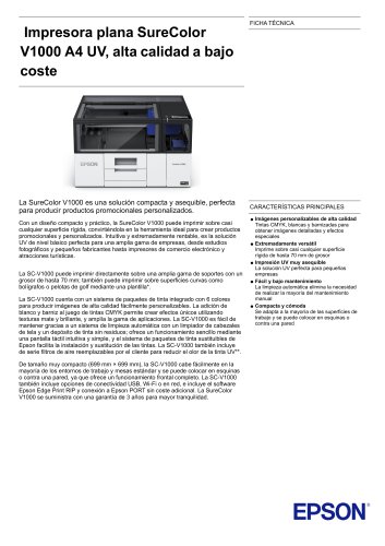 Impresora plana SureColor V1000 A4 UV, alta calidad a bajo coste