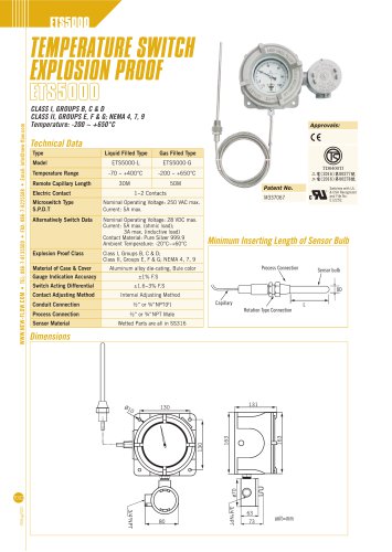 Explosion-Proof Temperature Switch - ETS5000 Series