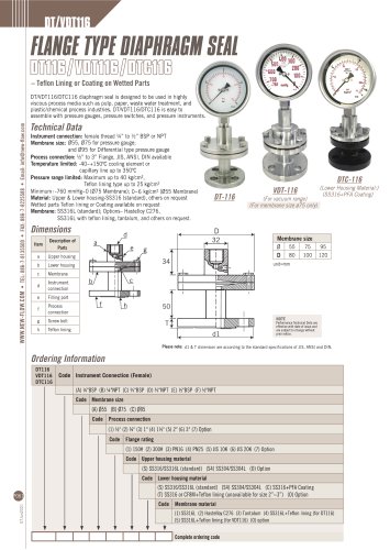 Flange Type Diaphragm Seal - DT116 VDT116