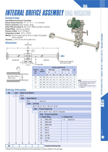 Integral orifice assembly-IOA