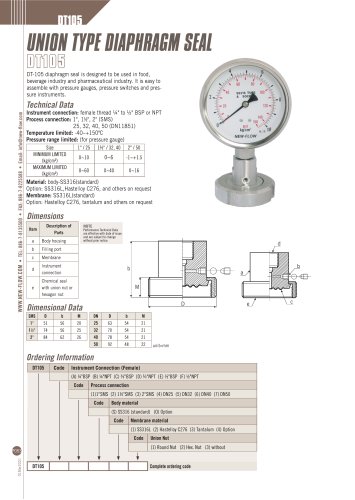 Union Type Diaphragm Seal - DT105