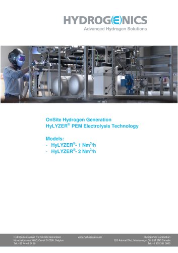 OnSite Hydrogen Generation HyLYZER-PEM Electrolysis Technology