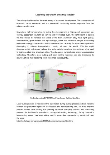 Farley Laserlab Laser Cutting Machine Help Railway Industry