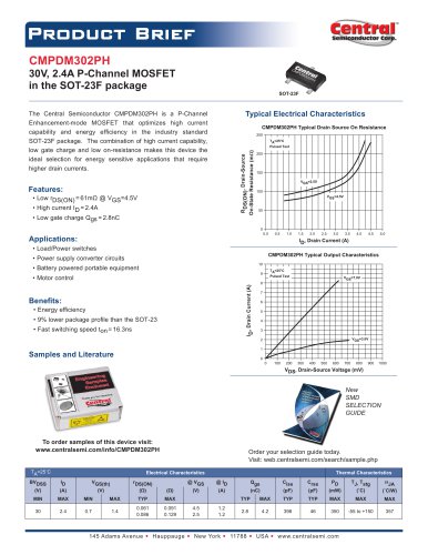 CMPDM302PH P-Channel MOSFET in the SOT-23F package