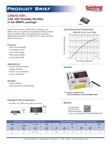 CMSH2-40FL 2.0A, 40V Schottky Rectifier  in the SMAFL package