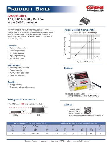 CMSH3-40FL 3.0A, 40V Schottky Rectifier  in the SMBFL package