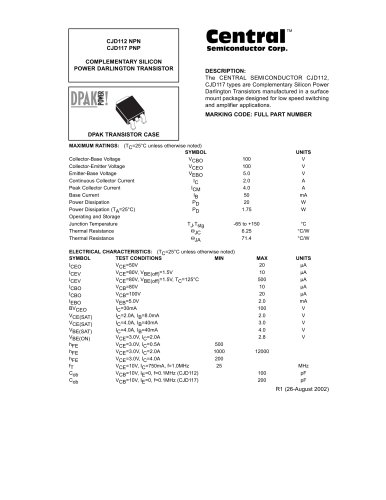 COMPLEMENTARY SILICON POWER DARLINGTON TRANSISTOR