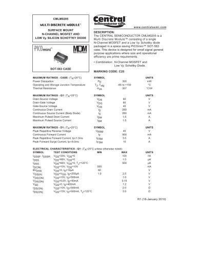 Multi Discrete Module N-Channel MOSFET and Low VF Schottky Diode  CMLM0205