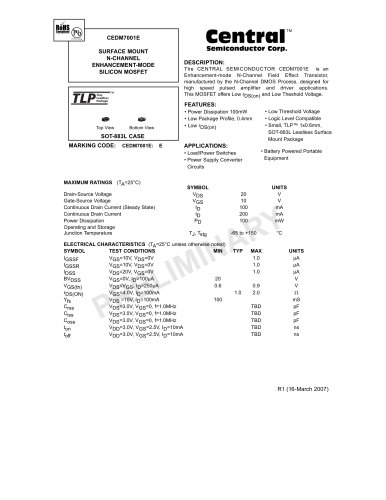 SURFACE MOUNT N-CHANNEL ENHANCEMENT-MODE SILICON MOSFET