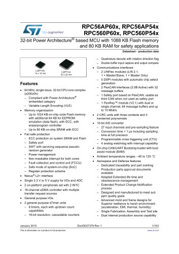 32-bit Power Architecture® based MCU with 1088 KB Flash memory and 80 KB RAM for safety applications