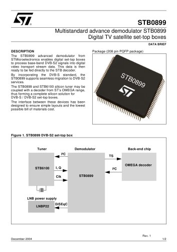 STB0899 Multistandard advance demodulator STB0899 digital TV satellite STB