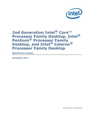 2nd Generation Intel® Core? Processor and Pentium® Processor: Specification Update