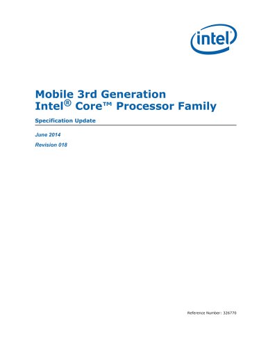 Mobile 3rd Generation Intel® Core? Processor Family Specification Update