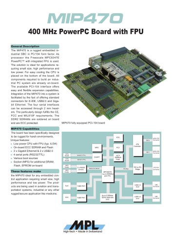 PCI-104 embedded PowerPC CPU board with FPU