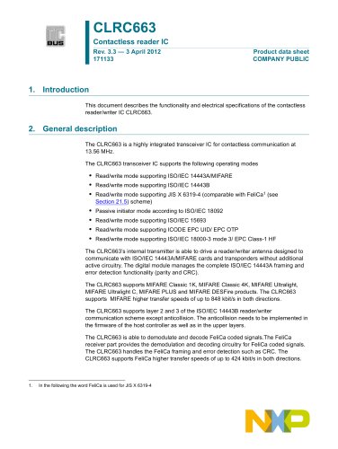 CLRC66301HN Contactless reader IC