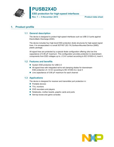 ESD protection for high-speed interfaces  PUSB2X4D