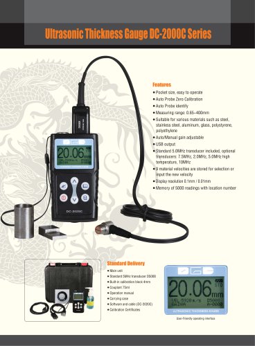 Ultrasonic Thickness Gauge/Multi-languages/Multi-material/Corrosion/Pipe/Tube/Copper/DC2000C/DC2020C