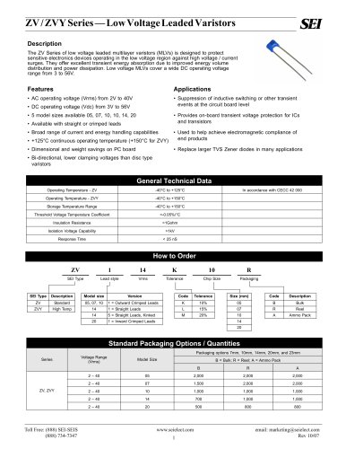 Low Voltage Leaded Varistors