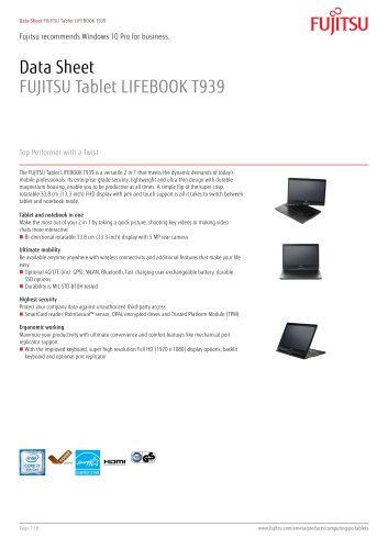 FUJITSU Tablet LIFEBOOK T939