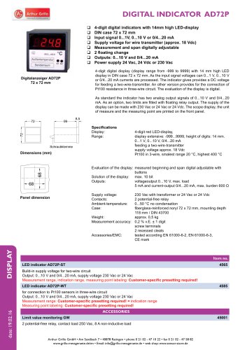 AD-72P / AD72P-ST / AD72P-WT - digital indicator