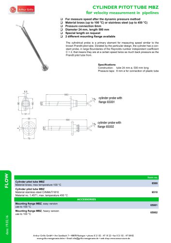 cylinder pitot tube MBZ - cylinder pitot tube MBZ for velocity measurement in pipelines