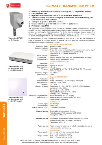 data sheet PFT25 series