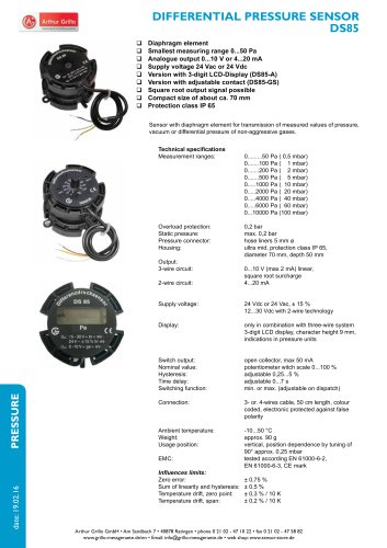 DS85 - differential pressure sensor