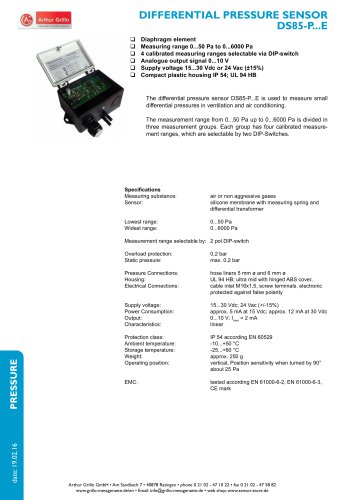 DS85-P...E - differential pressure sensor