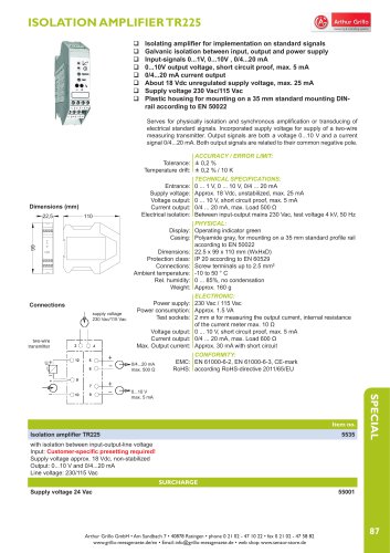 ISOLATION AMPLIFIER TR225