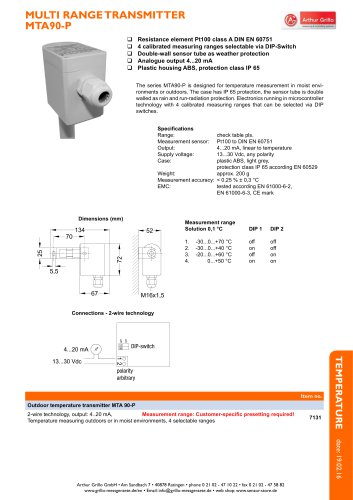 MTA90-P - multi range transmitter