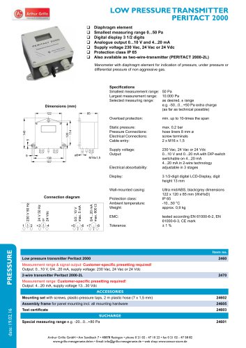 Peritact 2000 - Low pressure transmitter