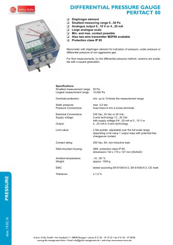 Peritact 80 / MZP80 - differential pressure gauge