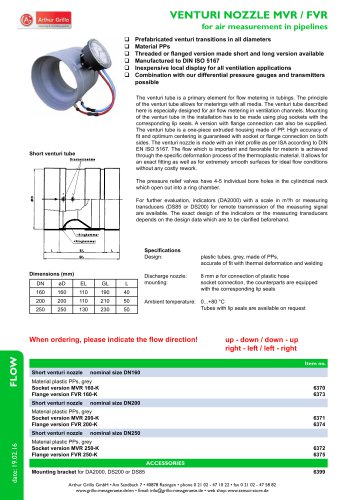 Venturirohr - venturi nozzle for air measurement in pipelines